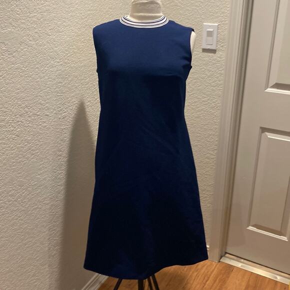 Verona Knits Vintage Sleeveless Navy Blue Midi Dress Circa 1960s EUC Sz M - Picture 1 of 8